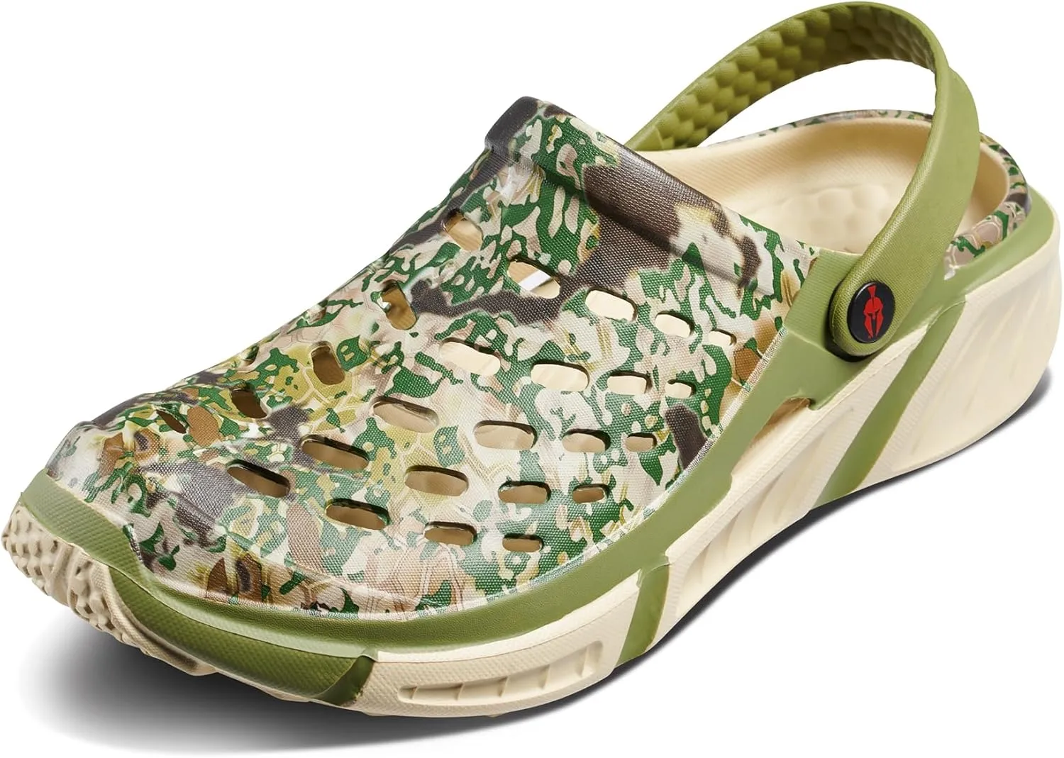 Joybees Mens Trekking Clog - Rubber Garden Clogs for Men, Outdoor Sport Sandals, Foam Water & Sand Shoes with Arch Support for Work, Waterproof - Camo/Olive, Men's 10