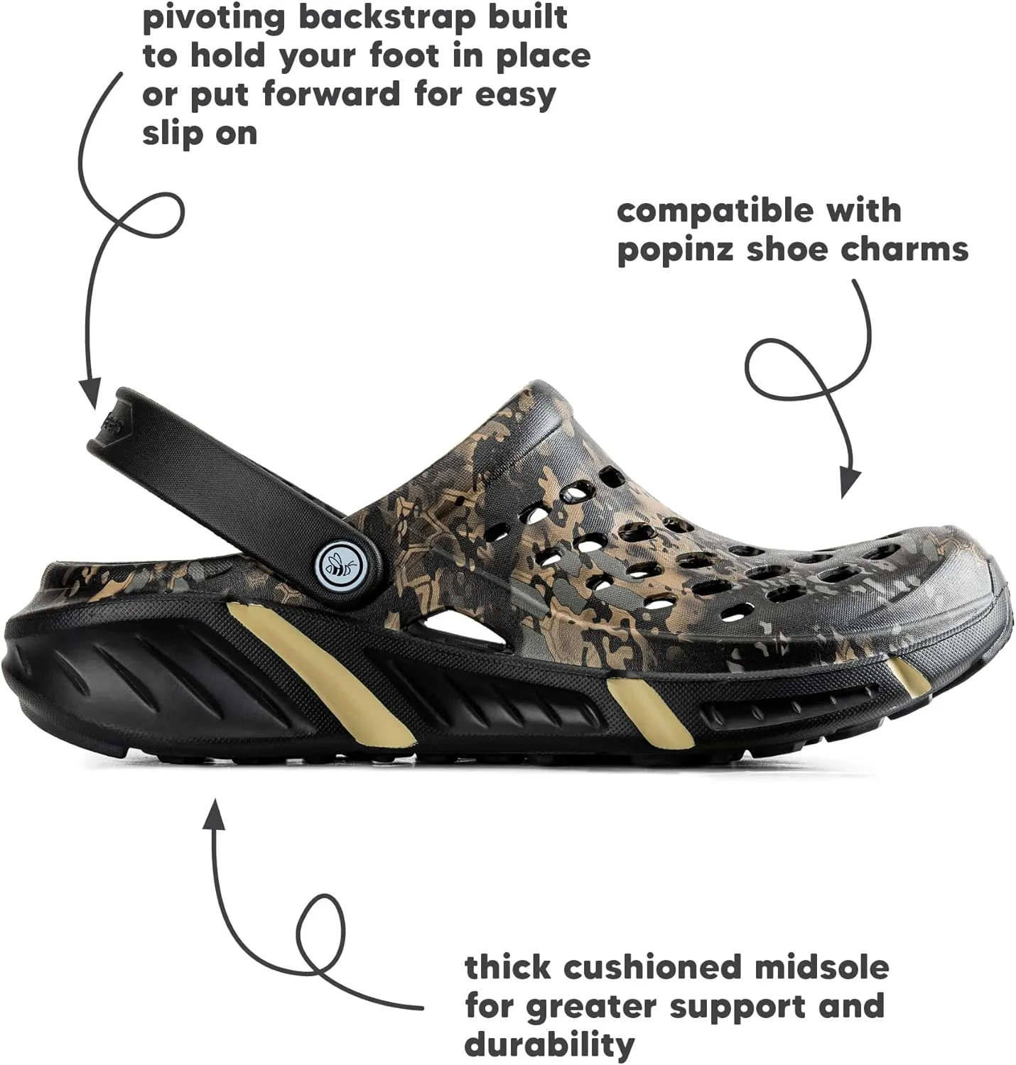 Joybees Men's Trekking Clog - Rubber Garden Clogs for Men, Outdoor Sport Sandals, Foam Water & Sand Shoes with Arch Support for Work, Waterproof