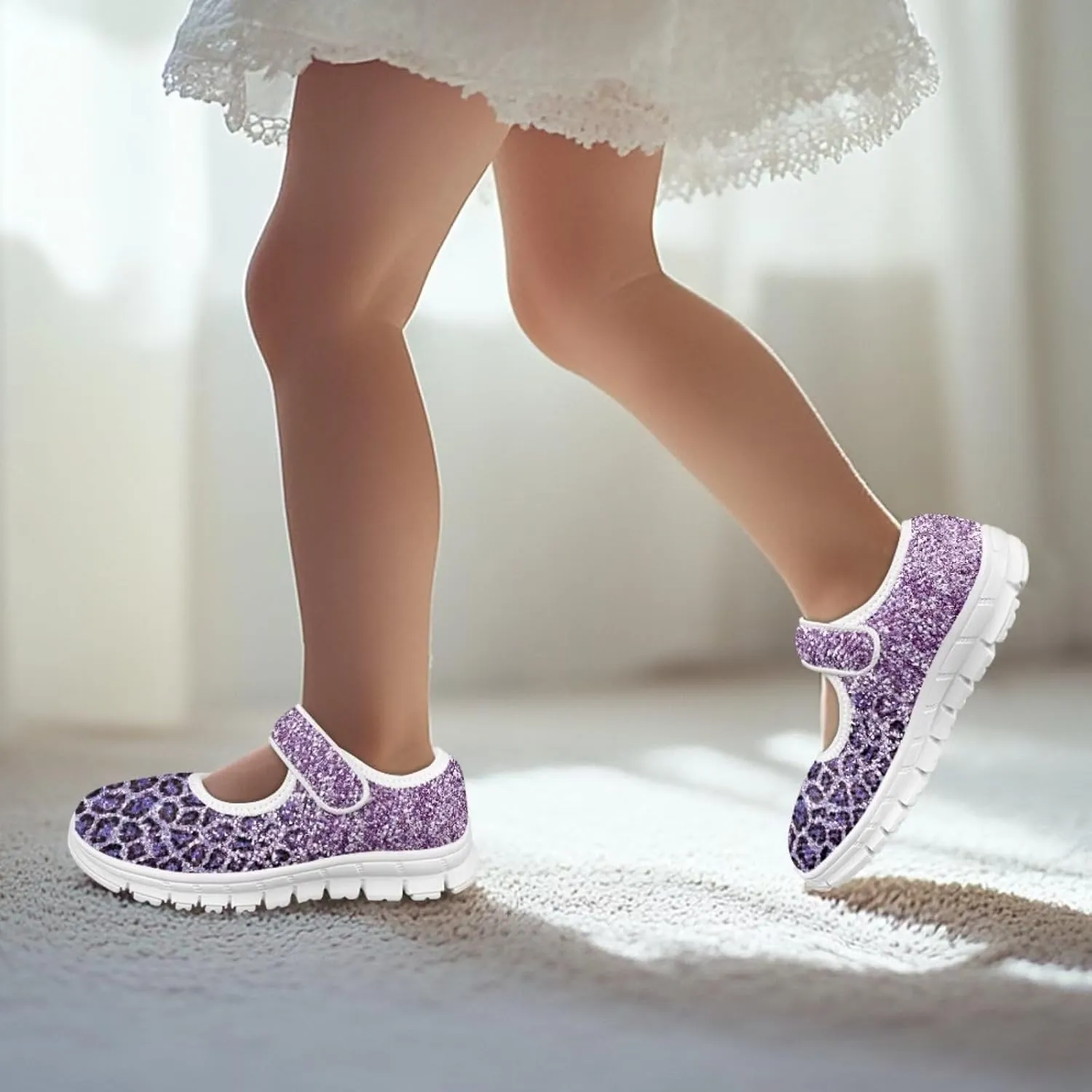 JoyLamoria Colorful Tie Dye Print Toddler Girls Dress Shoes Slip on Mary Jane Shoes for Girls Fashion Ballet Shoes Soft Flats Sneakers