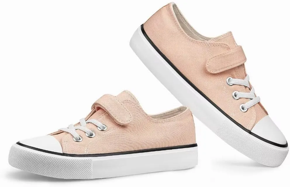 JUDIS Kids Canvas Shoes Adjustable Hook and Loop Fashion Casual Sneakers for Boys and Girls