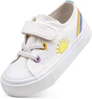 JUDIS Kids Canvas Shoes Adjustable Hook and Loop Fashion Casual Sneakers for Boys and Girls