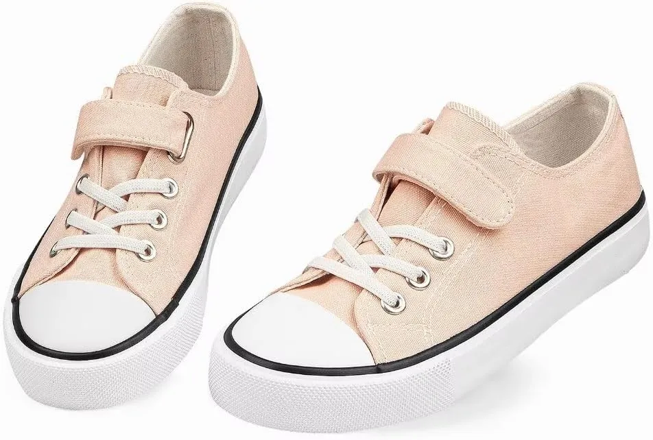 JUDIS Kids Canvas Shoes Adjustable Hook and Loop Fashion Casual Sneakers for Boys and Girls