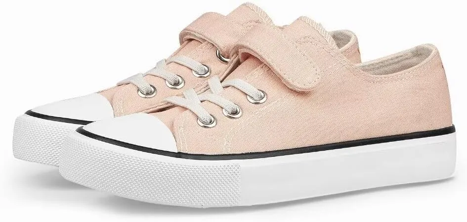 JUDIS Kids Canvas Shoes Adjustable Hook and Loop Fashion Casual Sneakers for Boys and Girls
