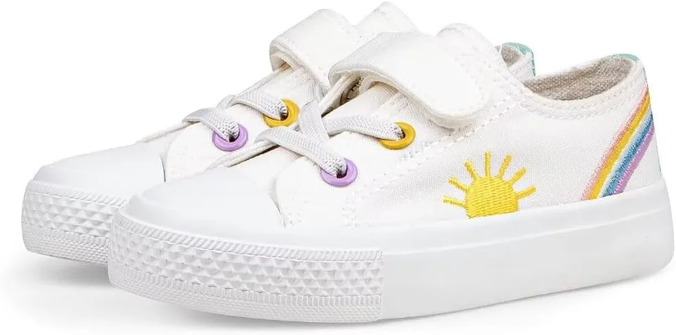 JUDIS Kids Canvas Shoes Adjustable Hook and Loop Fashion Casual Sneakers for Boys and Girls