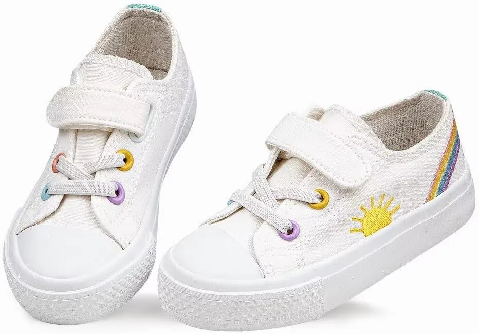 JUDIS Kids Canvas Shoes Adjustable Hook and Loop Fashion Casual Sneakers for Boys and Girls