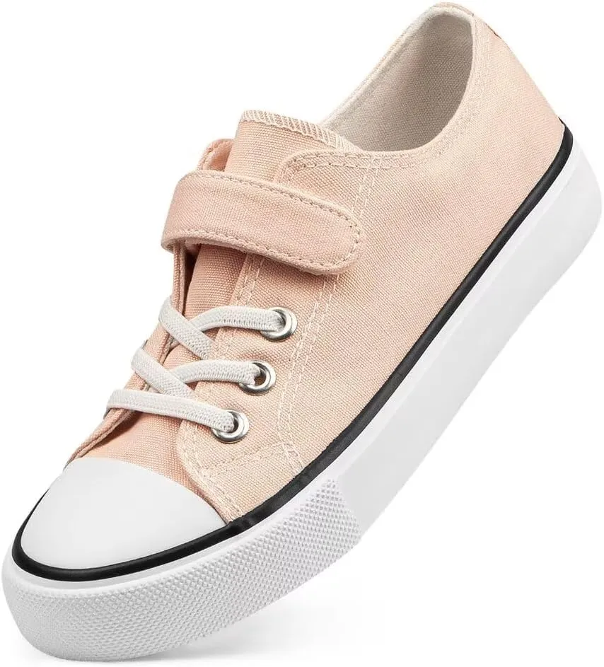JUDIS Kids Canvas Shoes Adjustable Hook and Loop Fashion Casual Sneakers for Boys and Girls