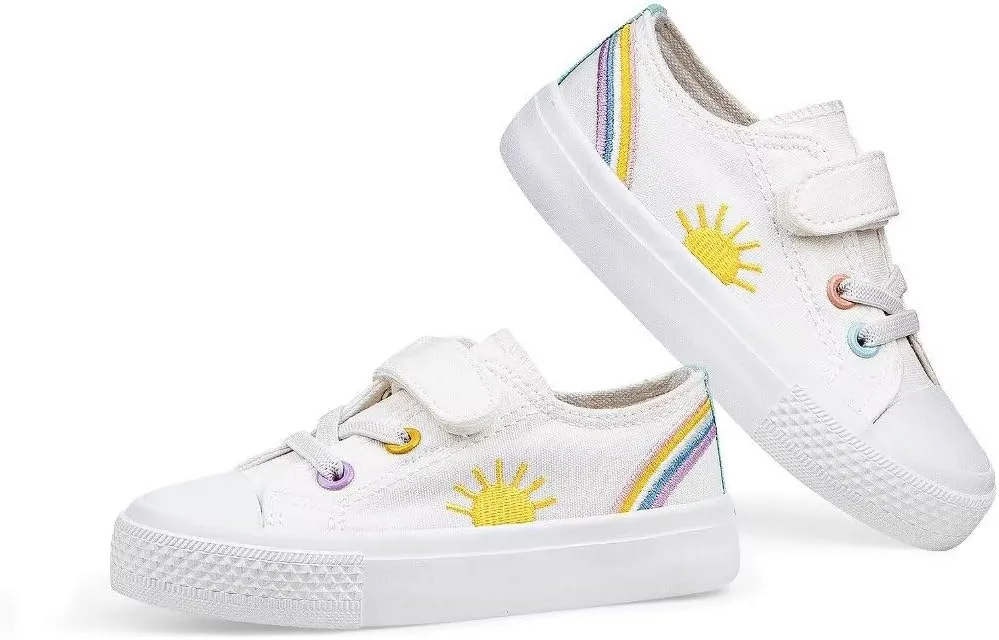 JUDIS Kids Canvas Shoes Adjustable Hook and Loop Fashion Casual Sneakers for Boys and Girls