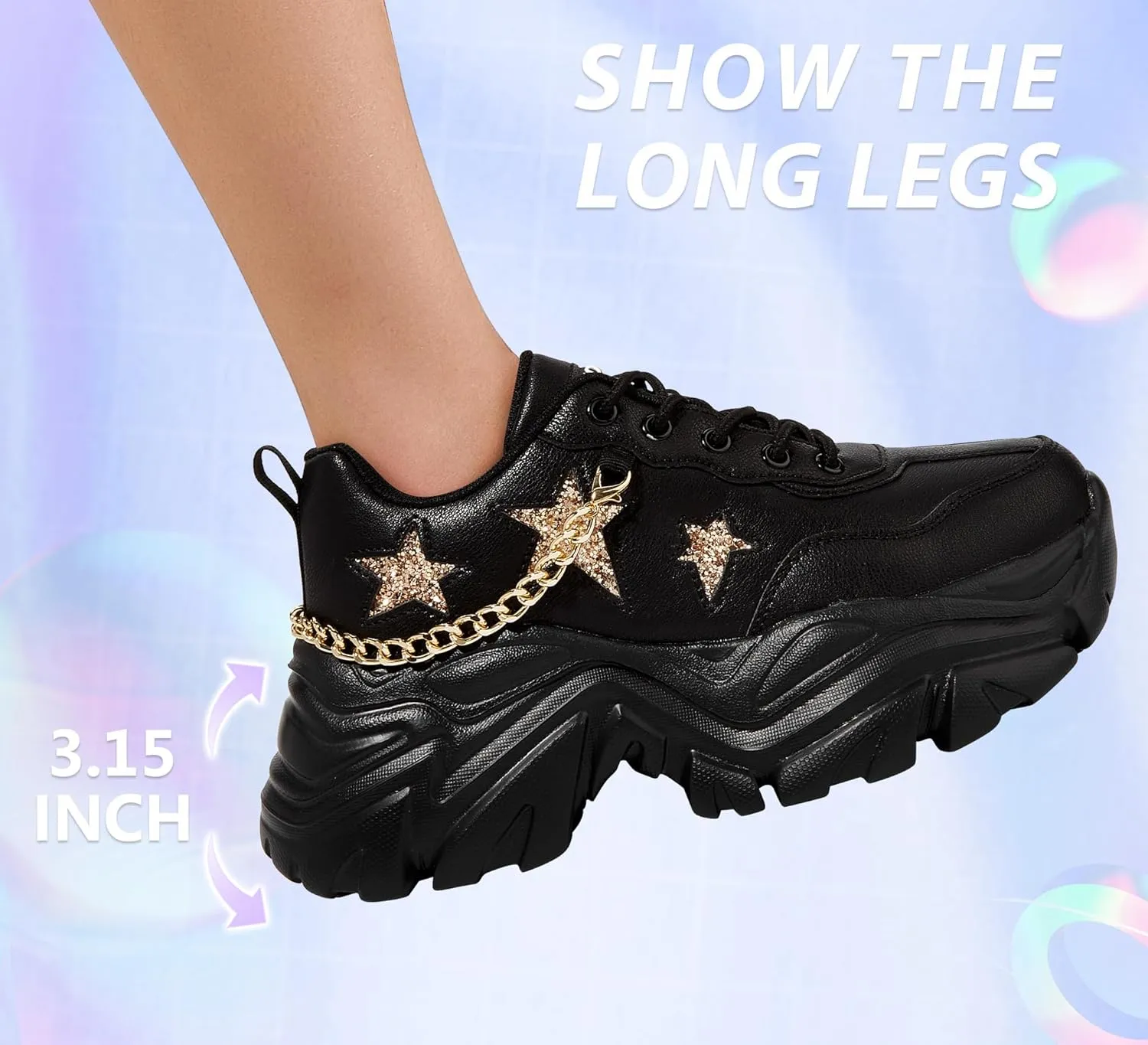 K KIP WOK Chunky Sneakers for Women Fashion Platform White Leather Casual Dad Shoes Comfortable Wedge Walking Sport Sneakers