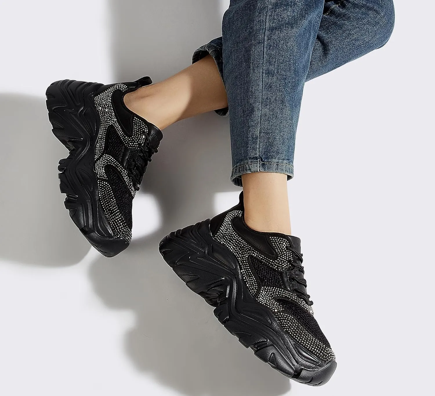 K KIP WOK Chunky Sneakers for Women Fashion Platform White Leather Casual Dad Shoes Comfortable Wedge Walking Sport Sneakers