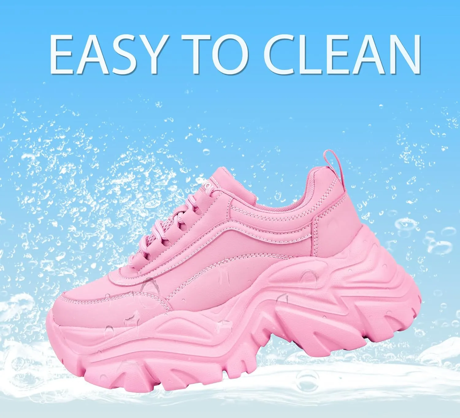 K KIP WOK Chunky Sneakers for Women Fashion Platform White Leather Casual Dad Shoes Comfortable Wedge Walking Sport Sneakers