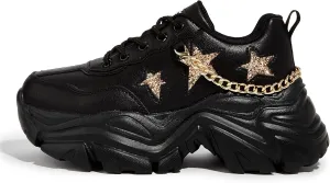 K KIP WOK Chunky Sneakers for Women Fashion Platform White Leather Casual Dad Shoes Comfortable Wedge Walking Sport Sneakers