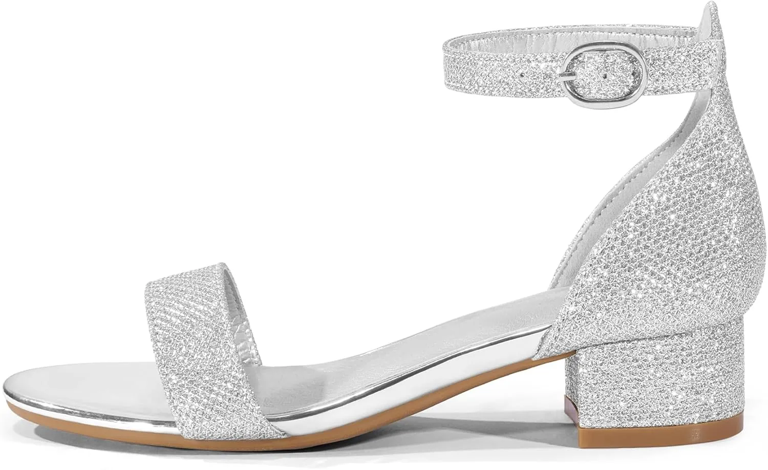 K KomForme Girls Sandals Low Heels Dress Pump Ankle Strap Open Toe Wedding Party Shoes(Toddler/Little Kids/Big Kids)
