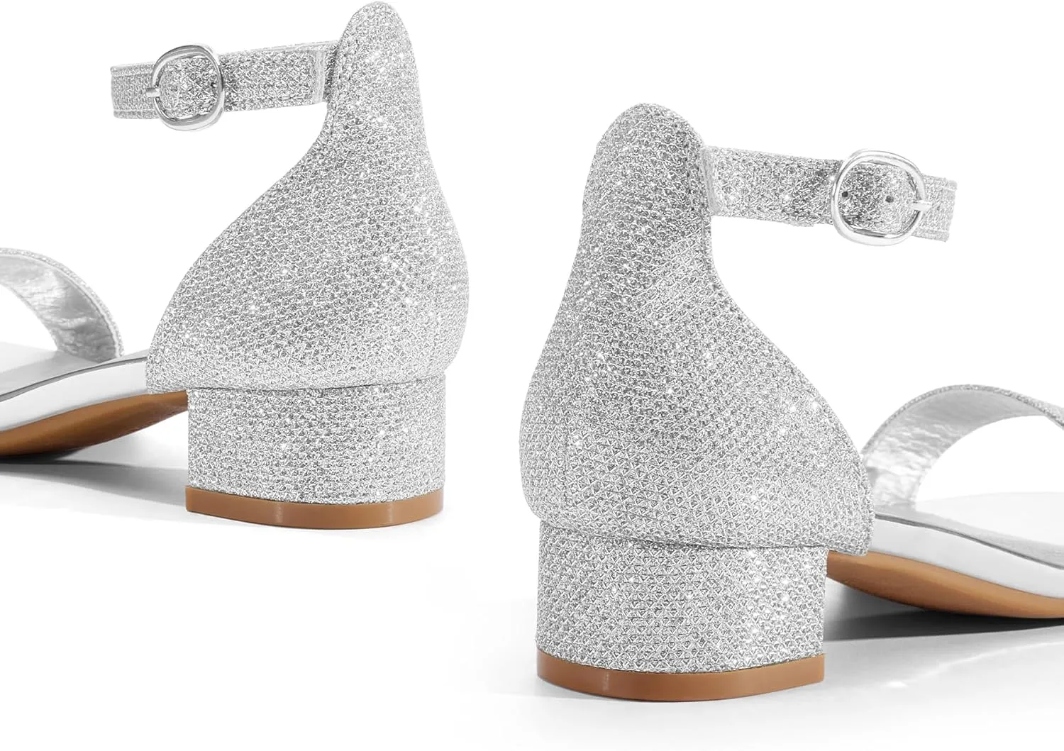 K KomForme Girls Sandals Low Heels Dress Pump Ankle Strap Open Toe Wedding Party Shoes(Toddler/Little Kids/Big Kids)