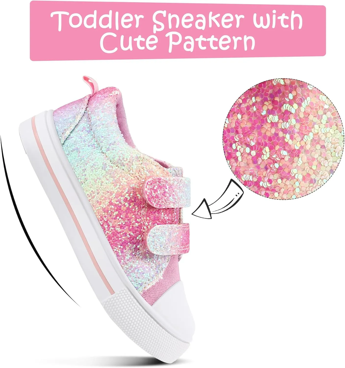 K KomForme Toddler Boys & Girls Shoes Kids Canvas Sneakers with Cartoon Dual Hook and Loops