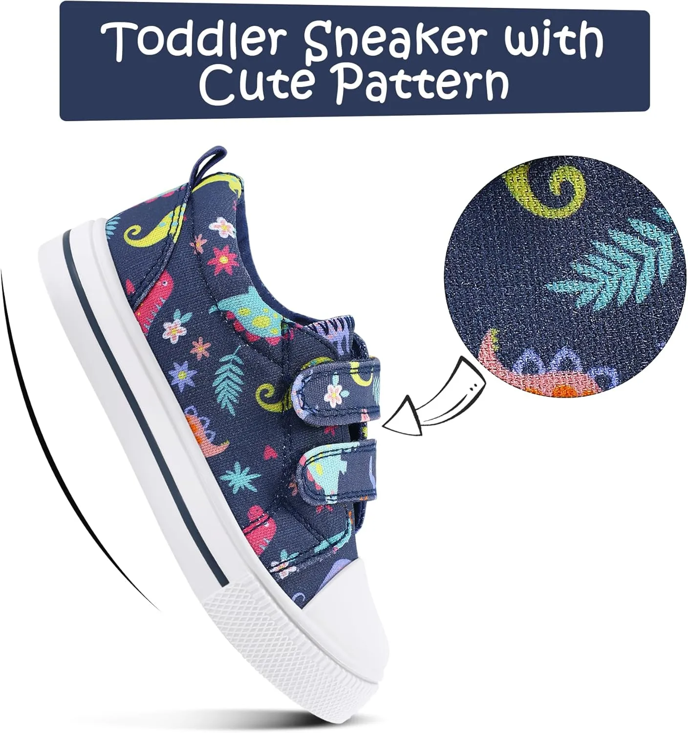 K KomForme Toddler Boys & Girls Shoes Kids Canvas Sneakers with Cartoon Dual Hook and Loops