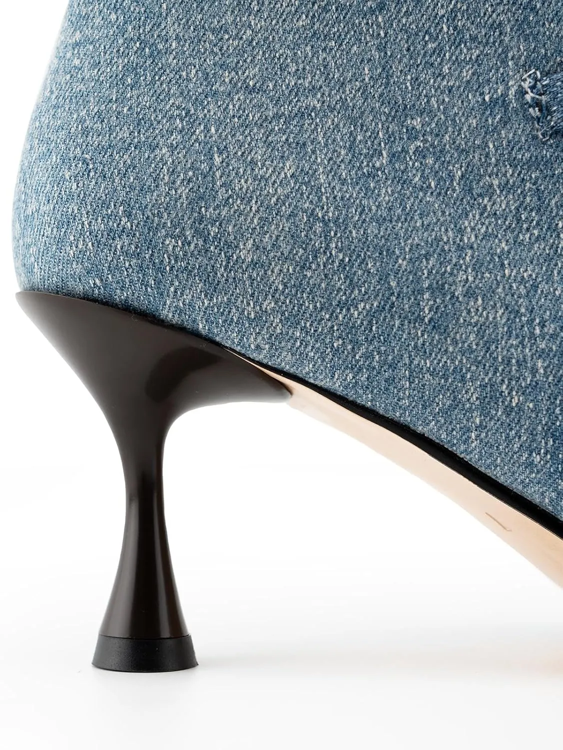 KaroNairy Women Mid Calf Denim Boots Pointed Toe Lace Up Cowboy Boots High Heel Cowgirl Stiletto Thigh Boots blue