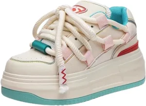 Kawaii Cartoon Chunky Sole Sneakers - Height-Boosting Platform & Breathable Design | Trendy Korean Style for Women, Ideal for Casual Outfits & Streetwear