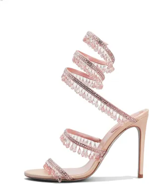 keleimusi Women's Rhinestone Chandelier Embellished Strappy High Heel Sandals 4-inch