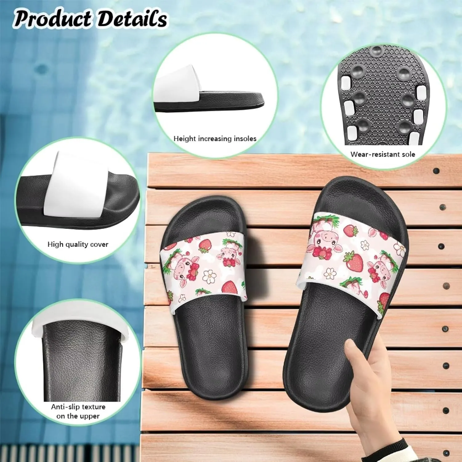 Kids Boys Girls Slides Sandals Comfort Non-Slip Beach Pool Shower Shoes Indoor Outdoor (Little Kid/Big Kid)