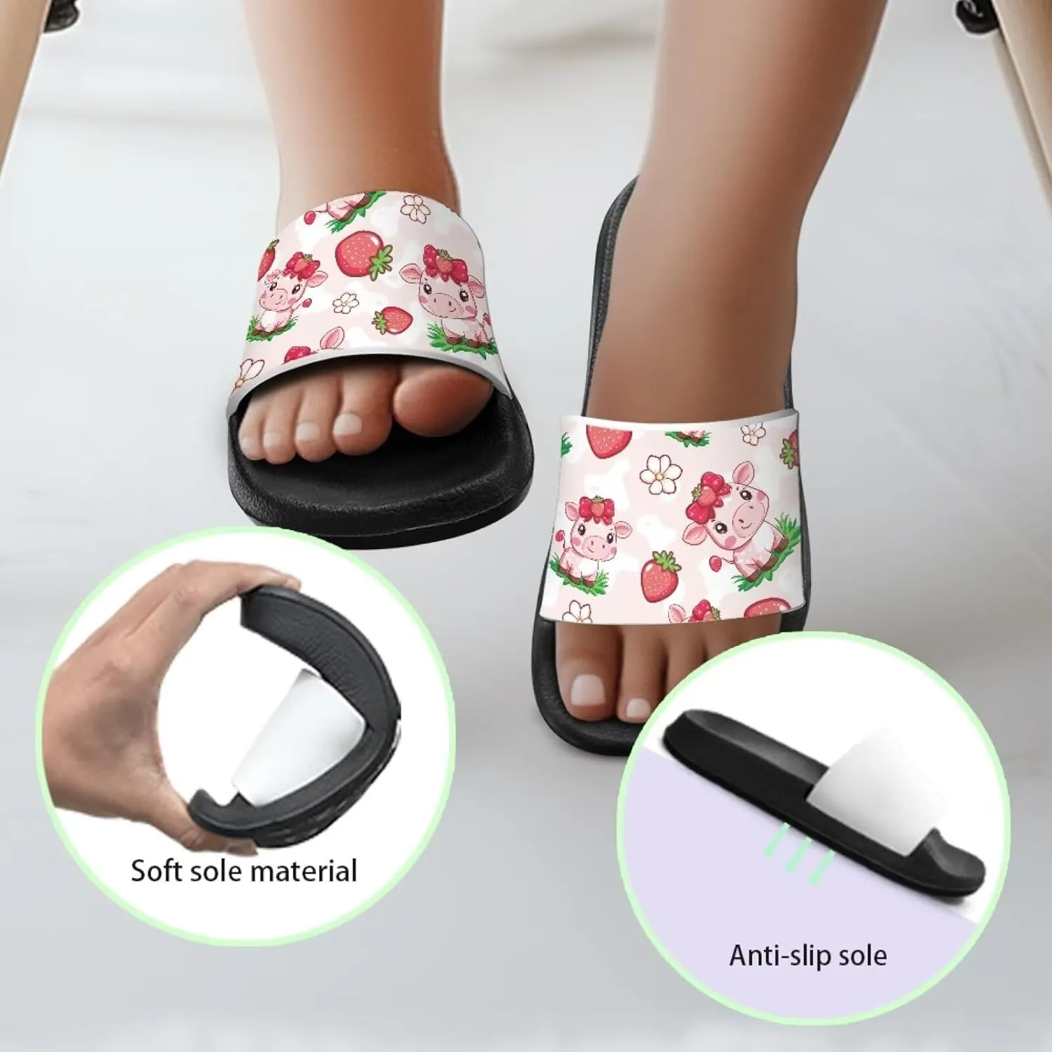 Kids Boys Girls Slides Sandals Comfort Non-Slip Beach Pool Shower Shoes Indoor Outdoor (Little Kid/Big Kid)