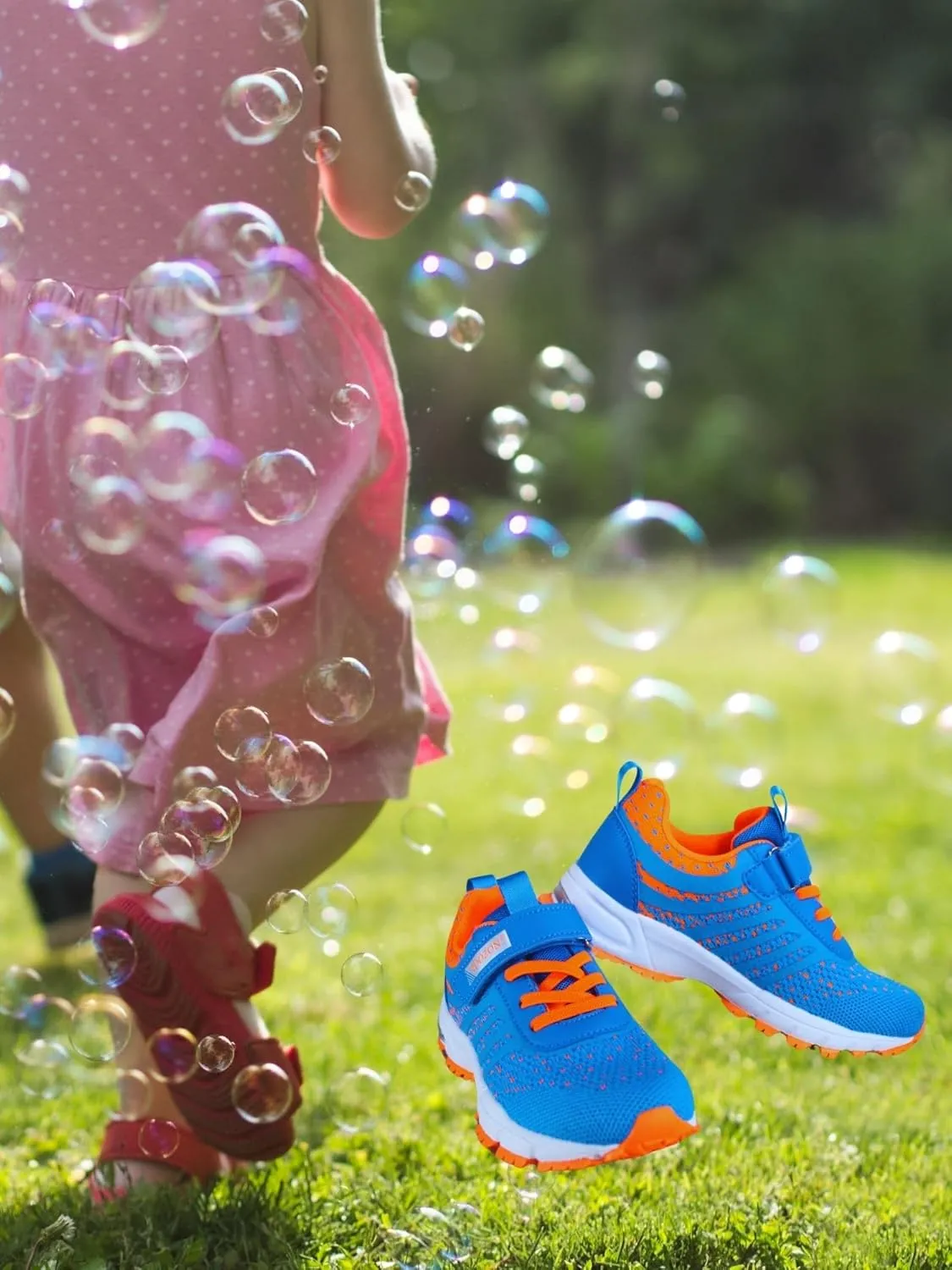 Kids Girls and Boys Lightweight Strap Running Athletic School Sneakers Shoes