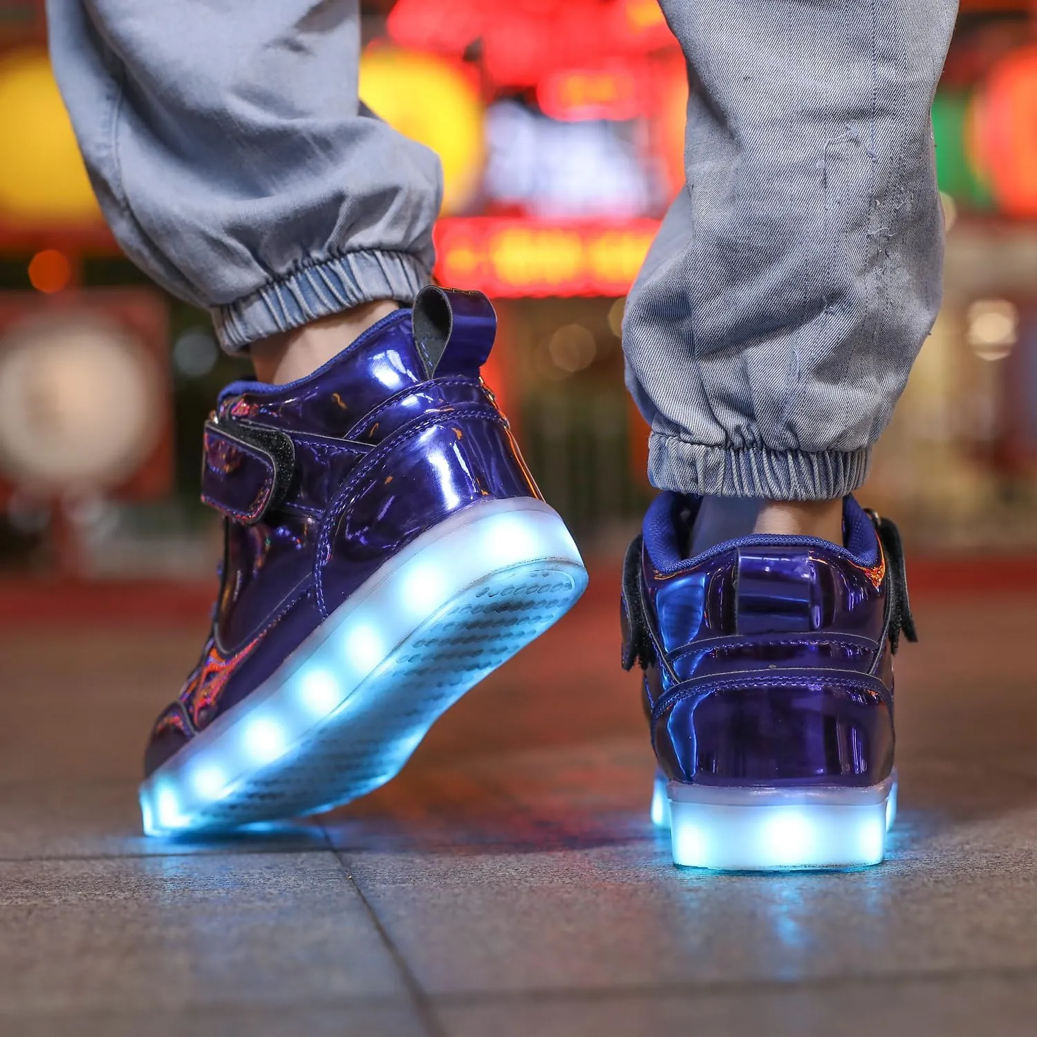 Kids Light Up Shoes LED Sneakers High Top USB Charging Flashing Trainers for Child Girls Boys