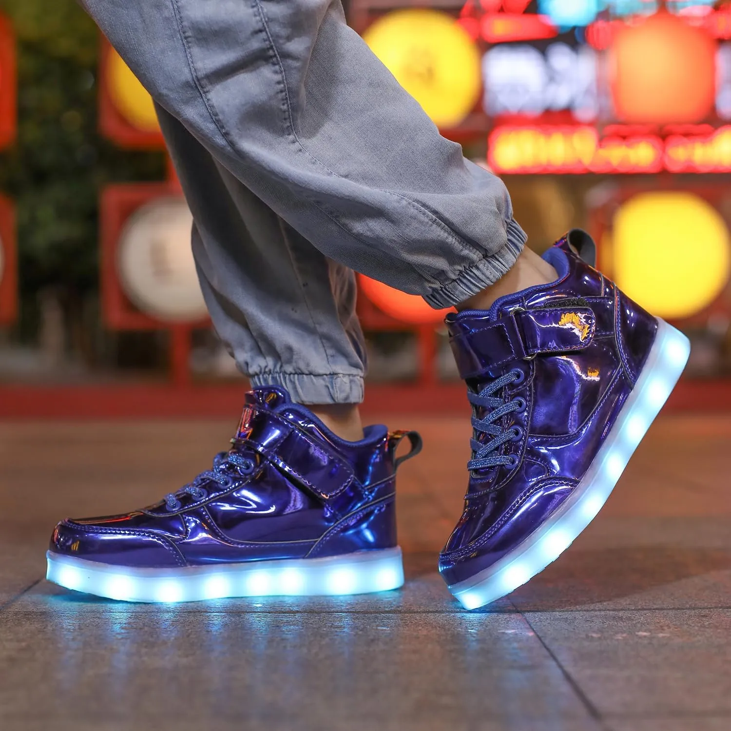 Kids Light Up Shoes LED Sneakers High Top USB Charging Flashing Trainers for Child Girls Boys