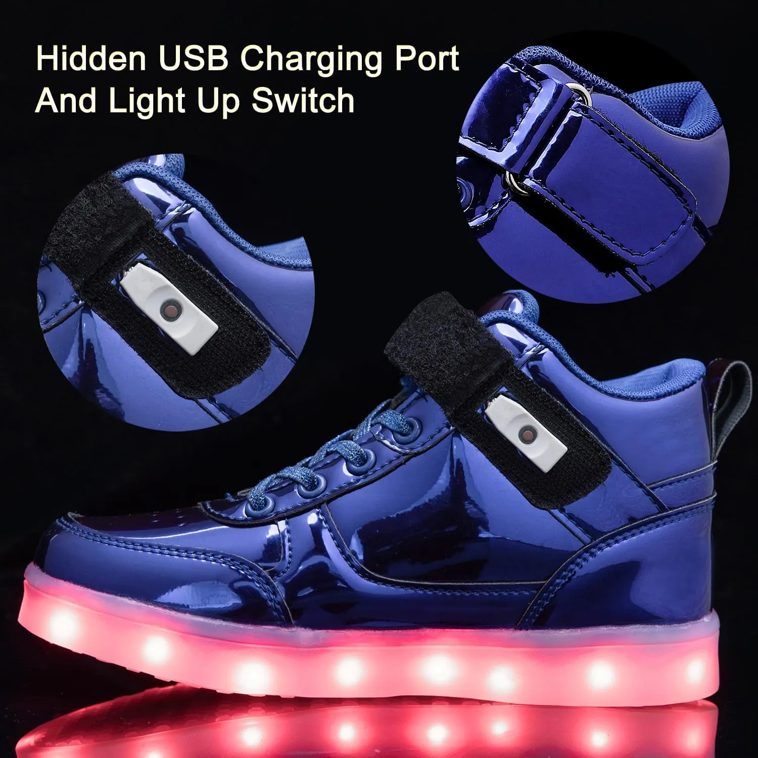 Kids Light Up Shoes LED Sneakers High Top USB Charging Flashing Trainers for Child Girls Boys