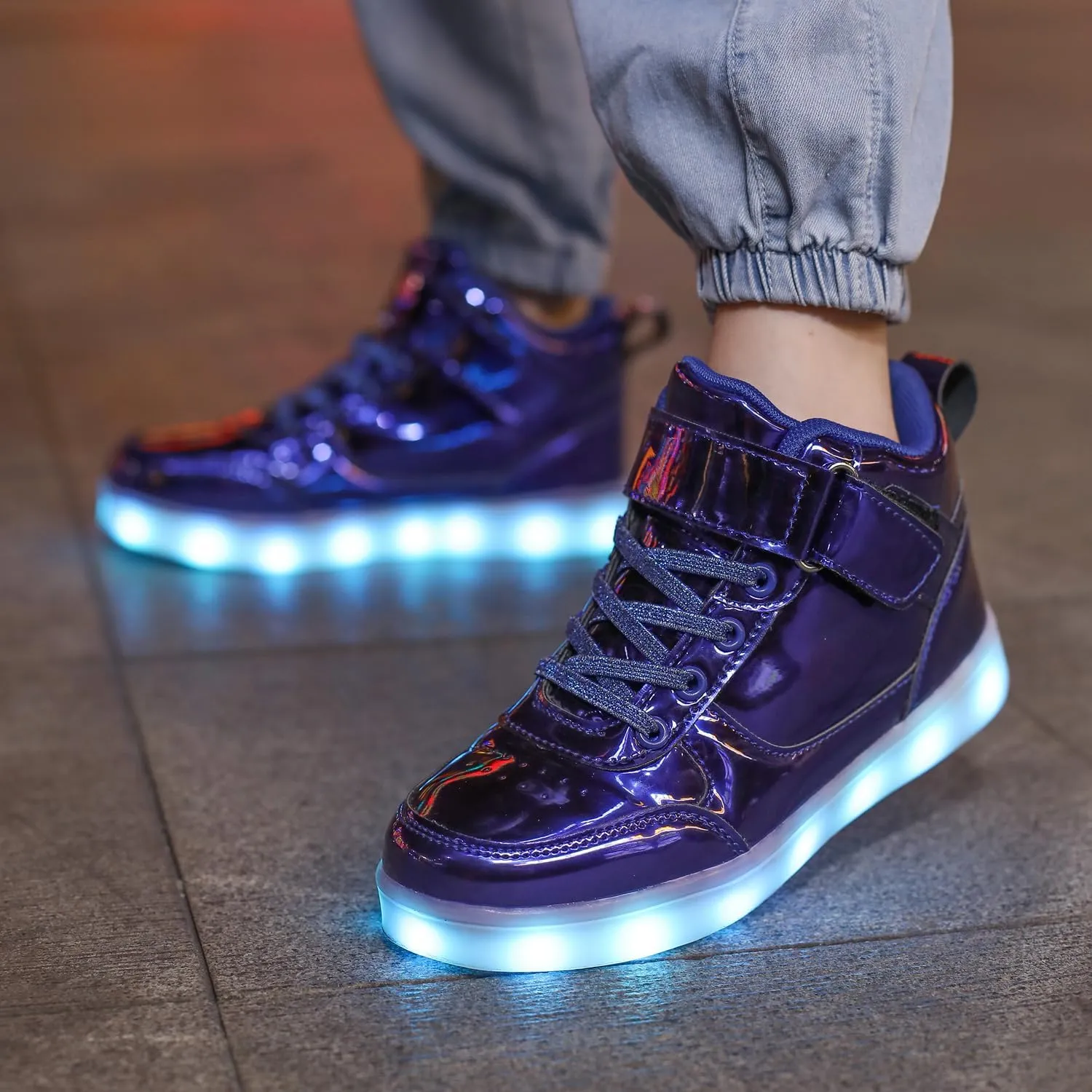 Kids Light Up Shoes LED Sneakers High Top USB Charging Flashing Trainers for Child Girls Boys