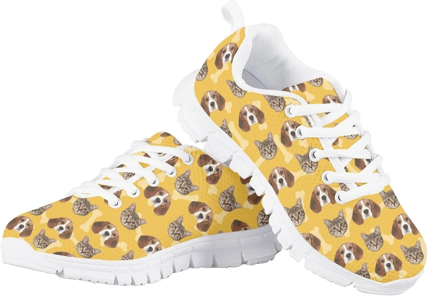 Kids Mesh Sneakers Graphic Cat Dog Print Cute Running Tennis Shoes for Girls and Boys
