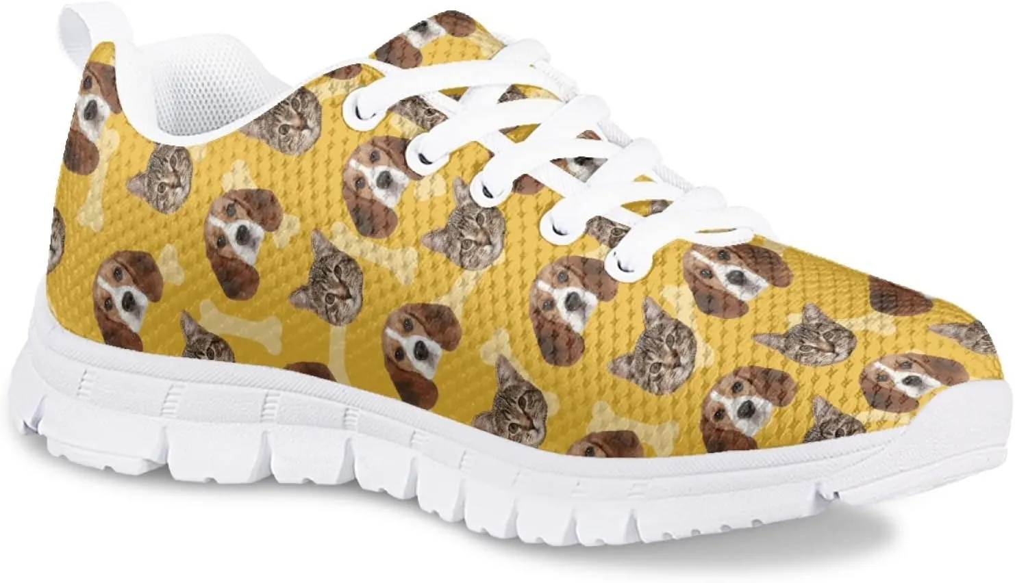 Kids Mesh Sneakers Graphic Cat Dog Print Cute Running Tennis Shoes for Girls and Boys