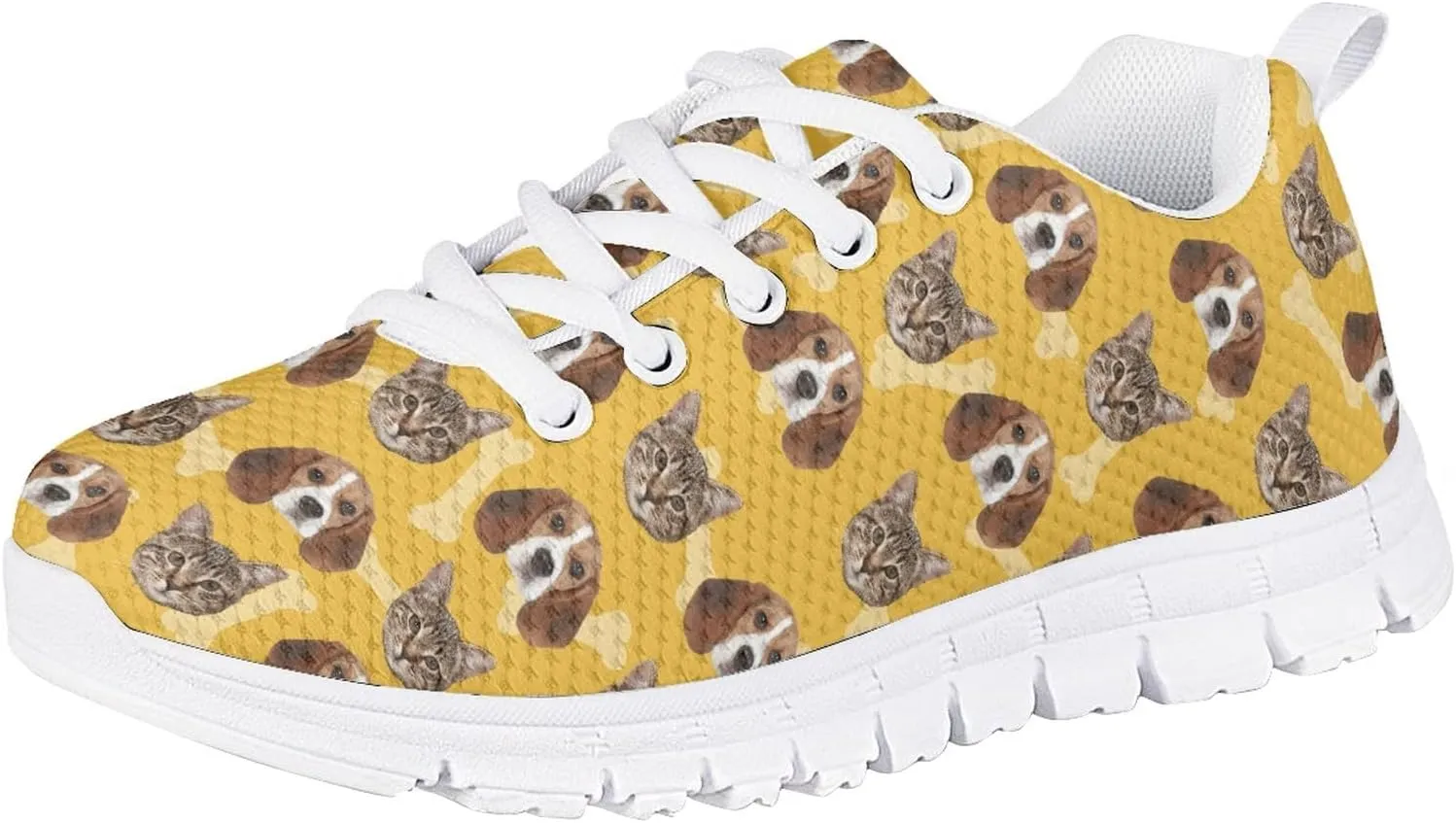 Kids Mesh Sneakers Graphic Cat Dog Print Cute Running Tennis Shoes for Girls and Boys