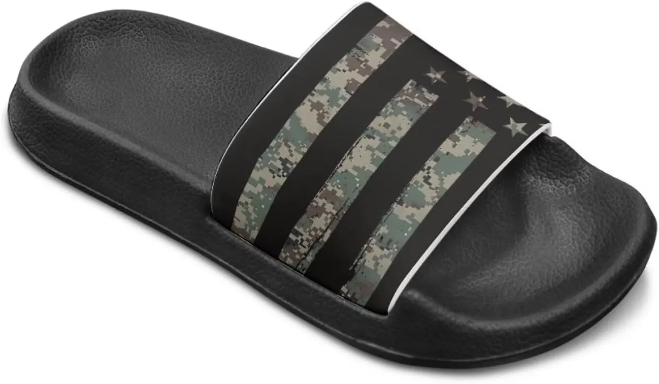 Kids Open Toe Slide Sandals for Boys Girls Comfortable Indoor & Outdoor Shower Slippers Patriotic Shoes for Kids