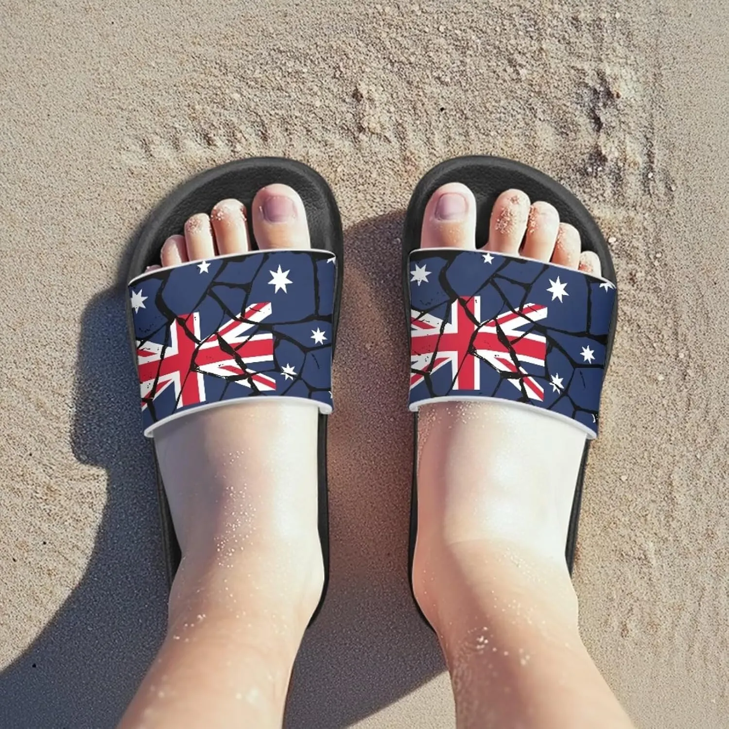 Kids Open Toe Slide Sandals for Boys Girls Comfortable Indoor & Outdoor Shower Slippers Patriotic Shoes for Kids