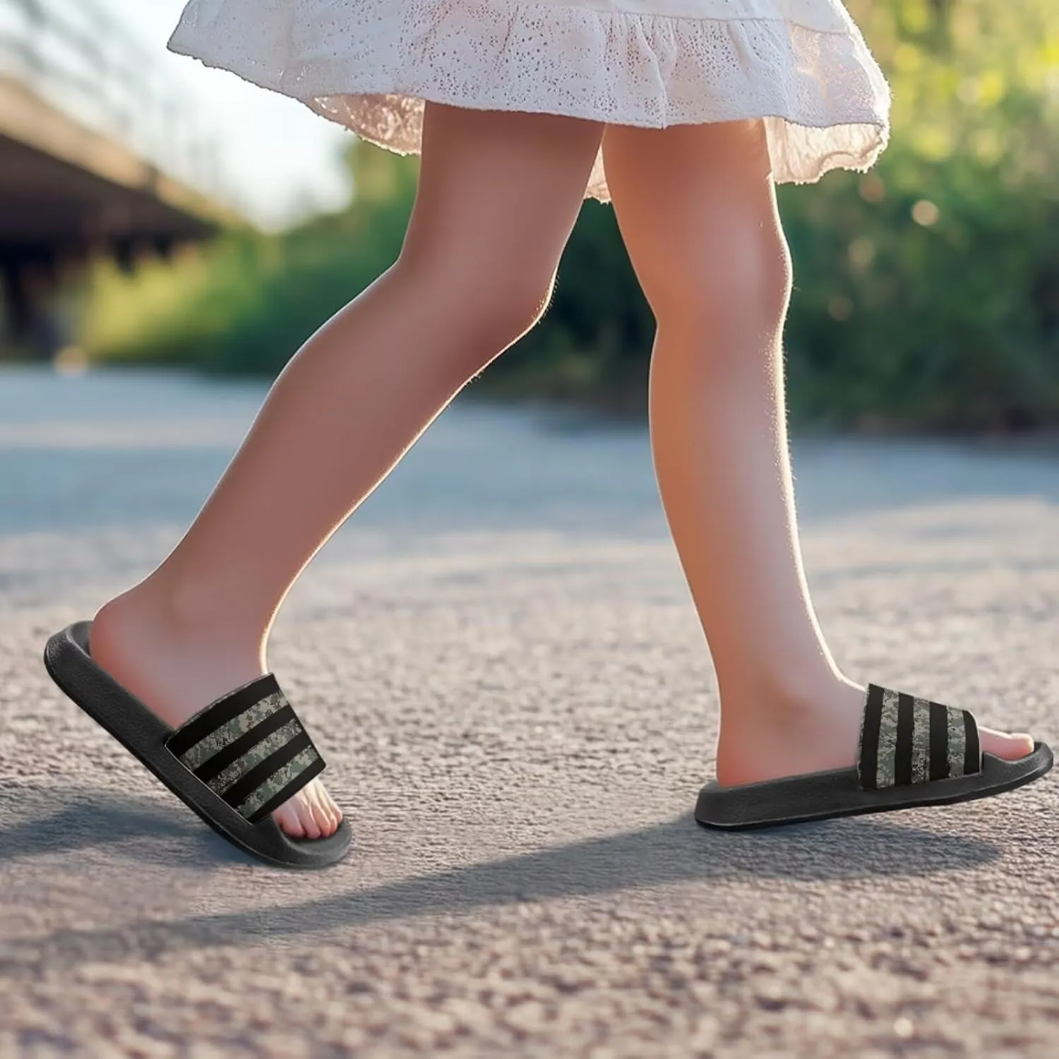 Kids Open Toe Slide Sandals for Boys Girls Comfortable Indoor & Outdoor Shower Slippers Patriotic Shoes for Kids
