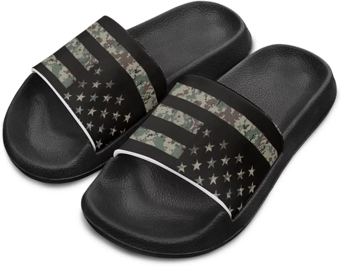 Kids Open Toe Slide Sandals for Boys Girls Comfortable Indoor & Outdoor Shower Slippers Patriotic Shoes for Kids