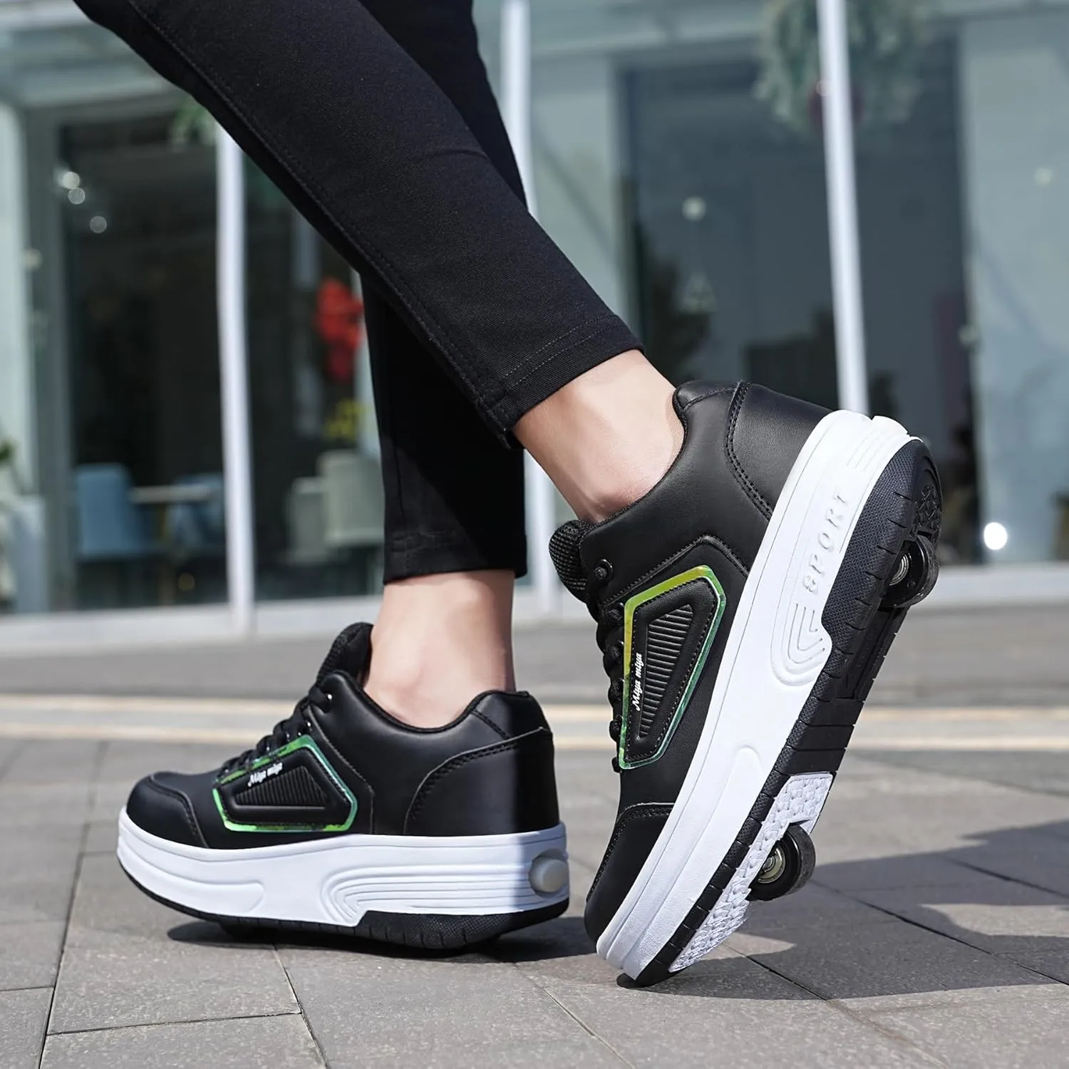 Kids Roller Skate Shoes with Wheels Roller Sneakers for Boys Girls Kids Deformation Wheeled Shoes ﻿