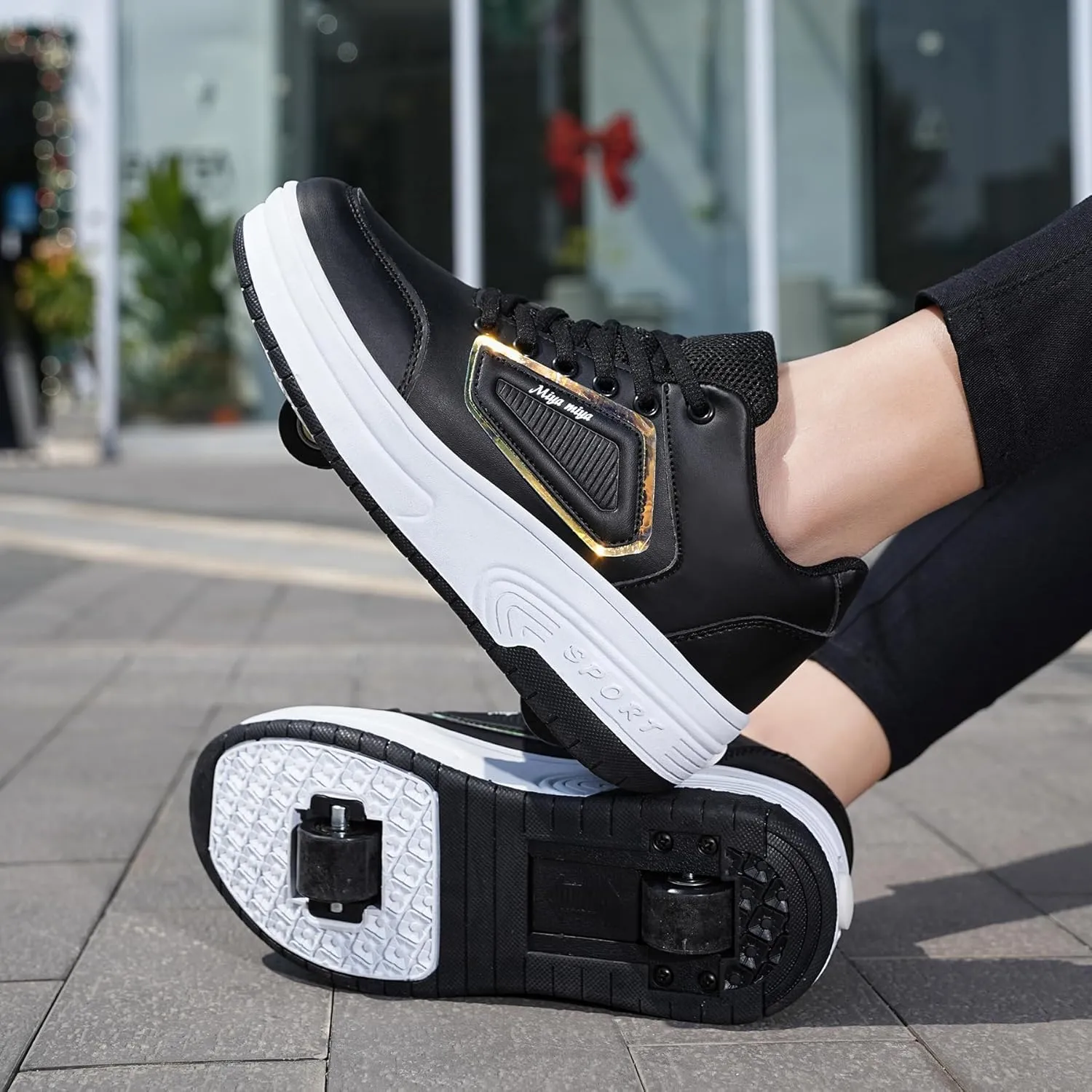 Kids Roller Skate Shoes with Wheels Roller Sneakers for Boys Girls Kids Deformation Wheeled Shoes ﻿
