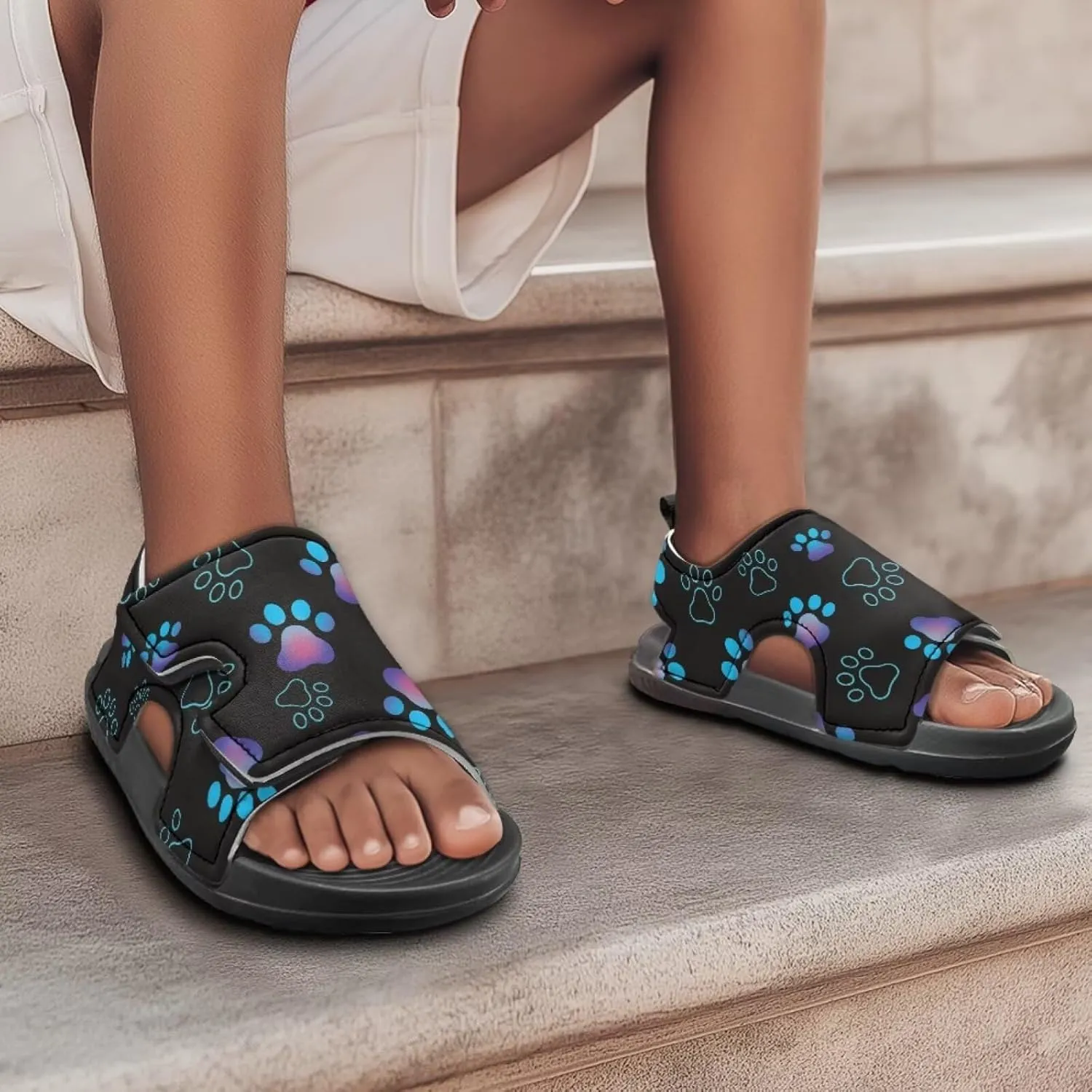 Kids Sandals Boys Summer Sport Hiking Sandals Leather Toddler Beach Water Shoes for Girls Cat Slides