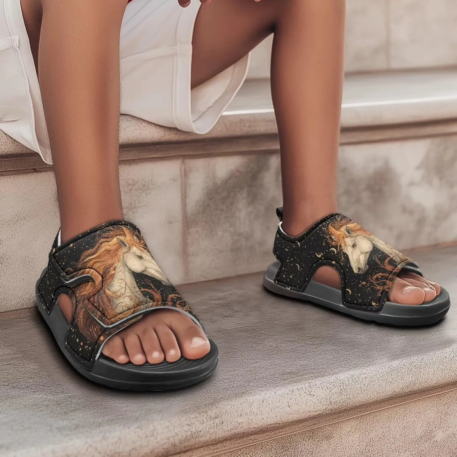Kids Sandals Boys Summer Sport Hiking Sandals Leather Toddler Beach Water Shoes for Girls Cat Slides