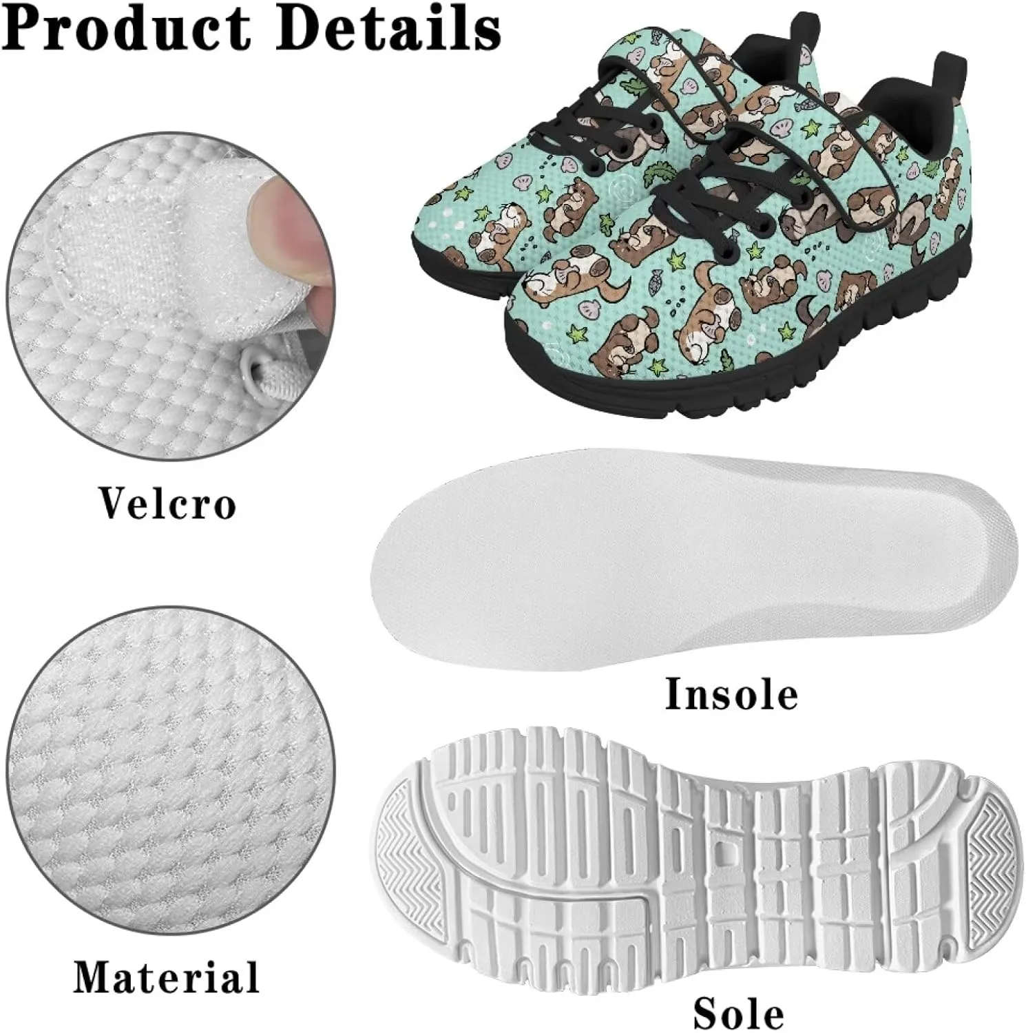 Kids Strap Sneakers Non-Slip School Loafers Shoes Sports Running Walking Shoes Casual Wide Barefoot Shoes
