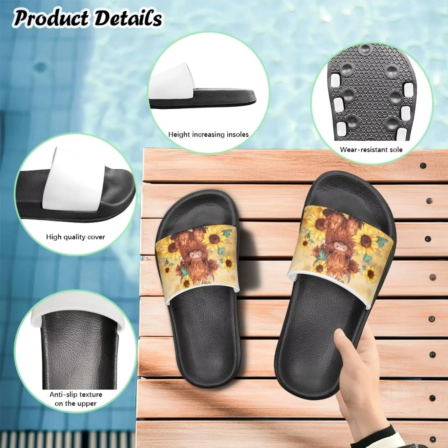 Kids Summer Sandals Cute Cartoon Slides for Girls & Boys Beach Pool House Shoes