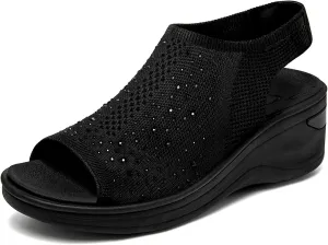 KOIMED Women's Comfortable Platform Walking Sandals With Memory Foam Open Toe Lightweight Breathable Soft Mesh Washable For Summer Travel Casual Beach Outdoor Sport