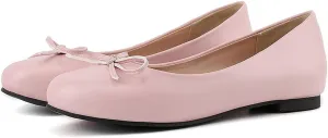 KOKOMOMO Womens Bow Round Toe Ballet Flats Slip On Ballerina Shoes