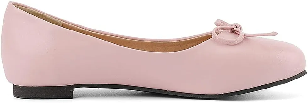 KOKOMOMO Womens Bow Round Toe Ballet Flats Slip On Ballerina Shoes