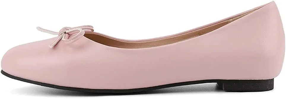KOKOMOMO Womens Bow Round Toe Ballet Flats Slip On Ballerina Shoes