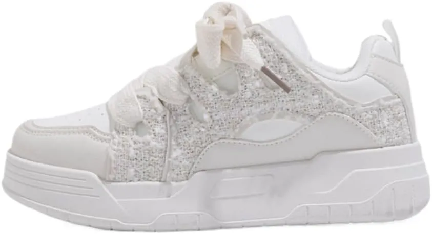 Korean Chunky All-White Sneakers, Kawaii Anime Style, Cloud Sole & Hidden Heel Lift, Comfortable Shoes for Women Outfit, Gift for Daughter, Travel-Friendly