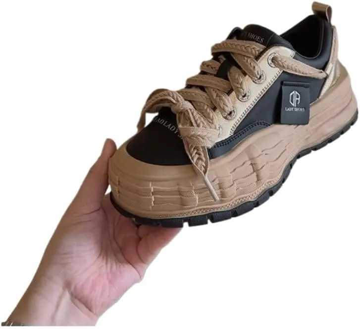 Korean Chunky Elevated Dad Sneakers - Kawaii Tomboy Style | Tire Bottom Design with Breathable Banana Sole, Niche Women's Casual Sports Shoes, Ideal for Ins Outfits & Trendy Streetwear