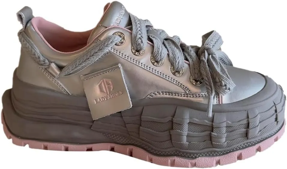 Korean Chunky Elevated Dad Sneakers - Kawaii Tomboy Style | Tire Bottom Design with Breathable Banana Sole, Niche Women's Casual Sports Shoes, Ideal for Ins Outfits & Trendy Streetwear