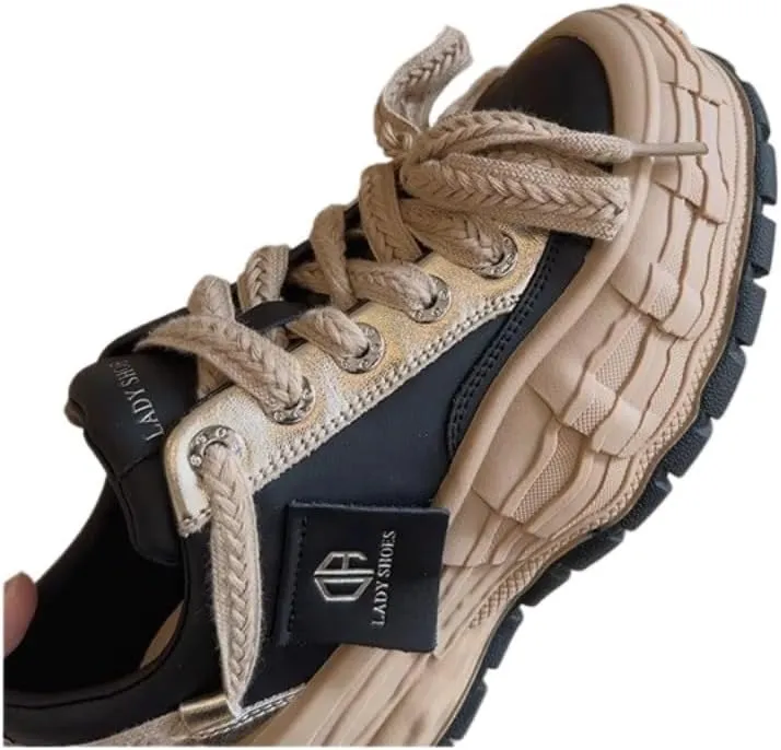 Korean Chunky Elevated Dad Sneakers - Kawaii Tomboy Style | Tire Bottom Design with Breathable Banana Sole, Niche Women's Casual Sports Shoes, Ideal for Ins Outfits & Trendy Streetwear